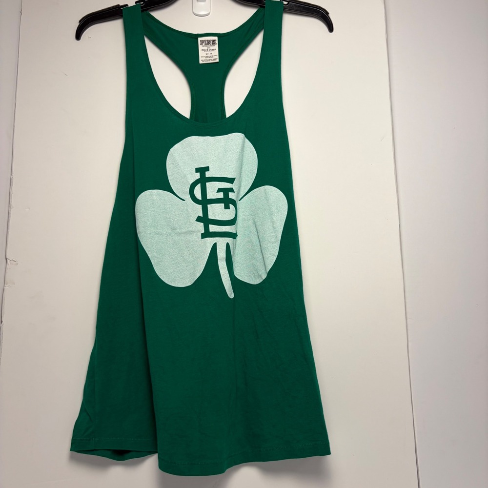 PINK Victoria's Secret St Patricks Day Shamrock Tank Top Green Womens Medium
